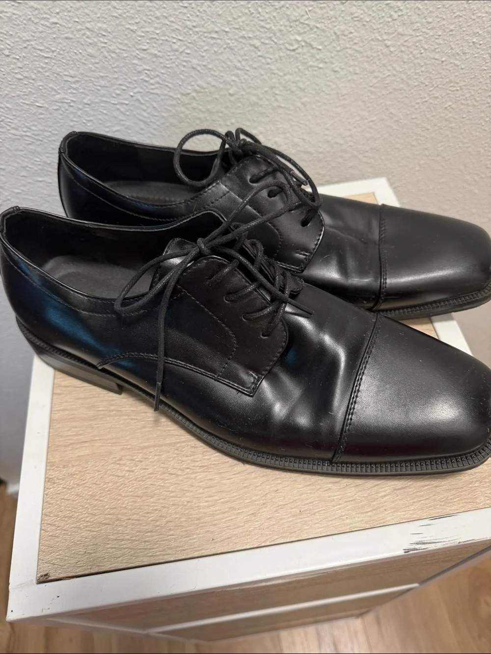 Alfani Men's Black Leather Lace-Up Oxfords